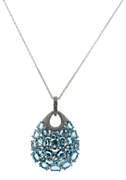 Outstanding 14kt WG Blue Topaz and Diamond Teardrop Necklace