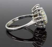 Halo Style Opal, Sapphire and Diamond Ring