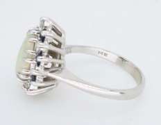 Halo Style Opal, Sapphire and Diamond Ring