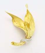 18K Yellow Gold Leaf Brooch