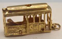 Solid 10kt Yellow Gold Cable Car Pendant
