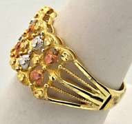 LADIES 14KT TRI-COLOR UNIQUE RING.