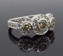 Triple Halo Colored Diamond Ring