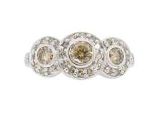Triple Halo Colored Diamond Ring
