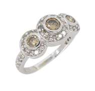 Triple Halo Colored Diamond Ring