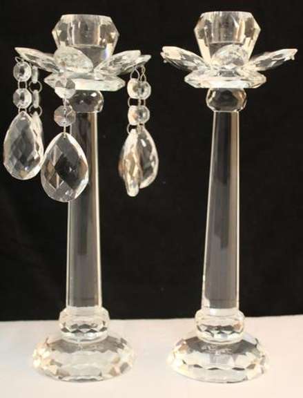 Crystal Candleholder Chandelier Pair