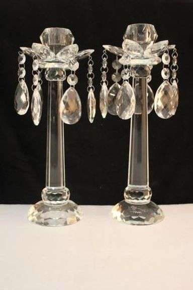 Crystal Candleholder Chandelier Pair