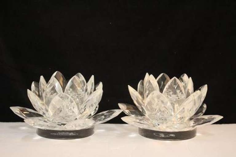 Clear Lotus Pair Candle Sticks