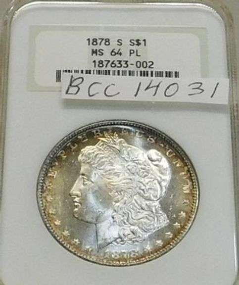 1878-S Morgan Dol NGC MS-64-PL, rim tone, near Gem