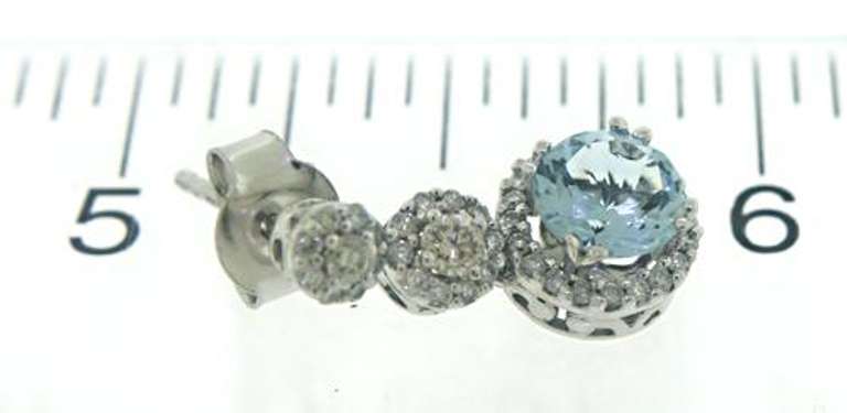 Fancy 14kt WG Aquamarine and Diamond Earrings
