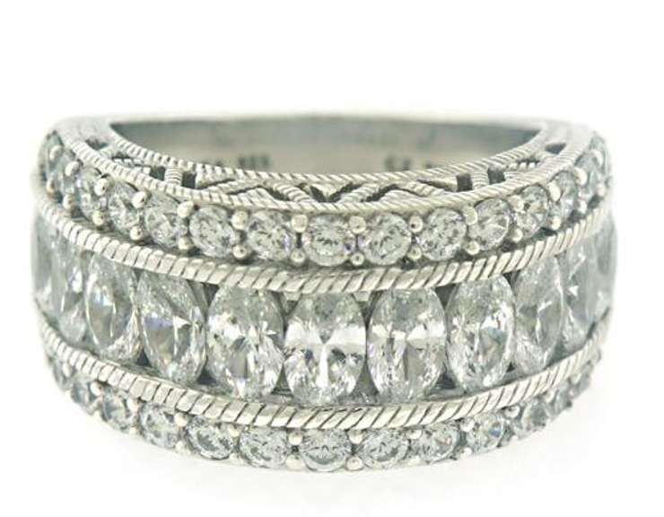 Judith Ripka MQ & RBC CZ Wide Band Ring