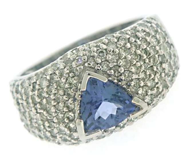 Glowing Tanzanite and Pave Diamond Ring