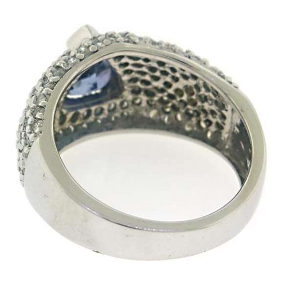 Glowing Tanzanite and Pave Diamond Ring