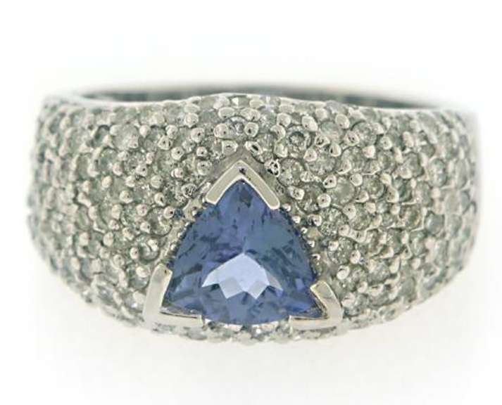 Glowing Tanzanite and Pave Diamond Ring