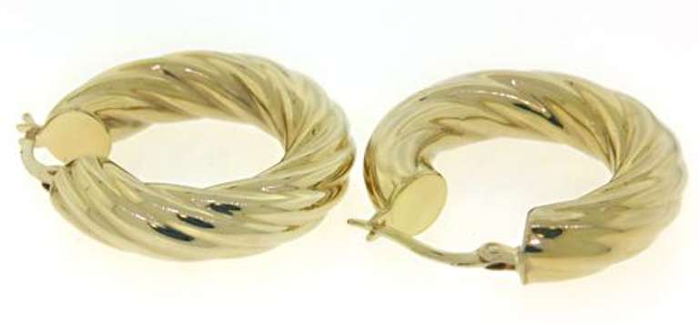 Fashionable 14kt YG Twisted Hoop Earrings