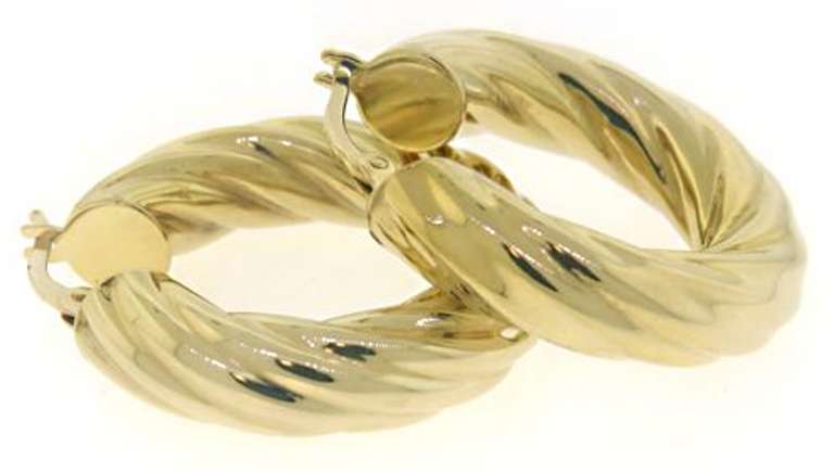 Fashionable 14kt YG Twisted Hoop Earrings