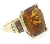 Beautiful Citrine, Garnet and Diamond Ring