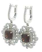 Gorgeous 14kt WG Garnet and Diamond Filigree Drop Earrings