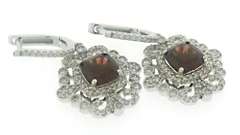 Gorgeous 14kt WG Garnet and Diamond Filigree Drop Earrings