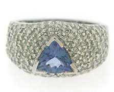 Glowing Tanzanite and Pave Diamond Ring