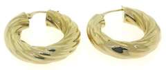 Fashionable 14kt YG Twisted Hoop Earrings
