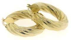 Fashionable 14kt YG Twisted Hoop Earrings