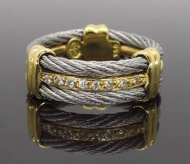 18K Two Tone Gold Diamond Band