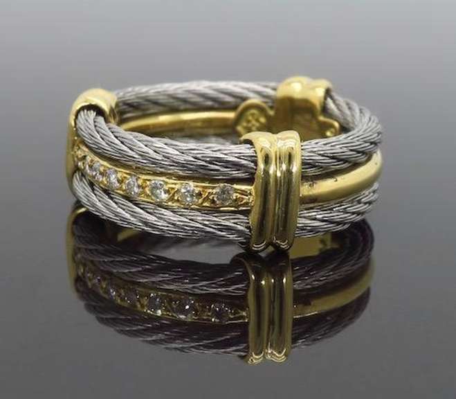 18K Two Tone Gold Diamond Band