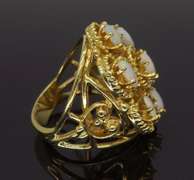 14K Yellow Gold Crystal Opal Cocktail Ring