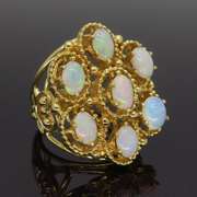 14K Yellow Gold Crystal Opal Cocktail Ring