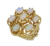 14K Yellow Gold Crystal Opal Cocktail Ring