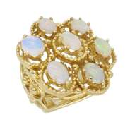 14K Yellow Gold Crystal Opal Cocktail Ring