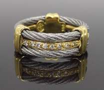 18K Two Tone Gold Diamond Band
