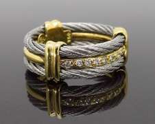 18K Two Tone Gold Diamond Band