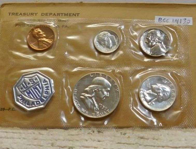 1959 Silver Proof Set, original Govmt pkg & document.