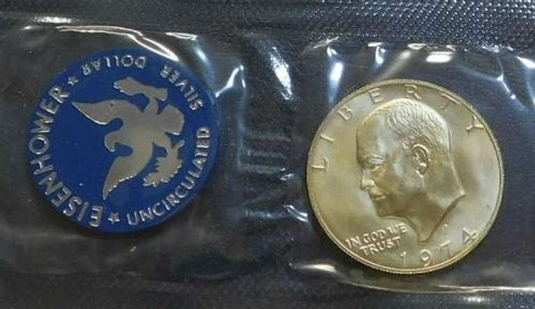 1974 Unc Silver (40%) Eisenhower Dollar (Blue Ike)