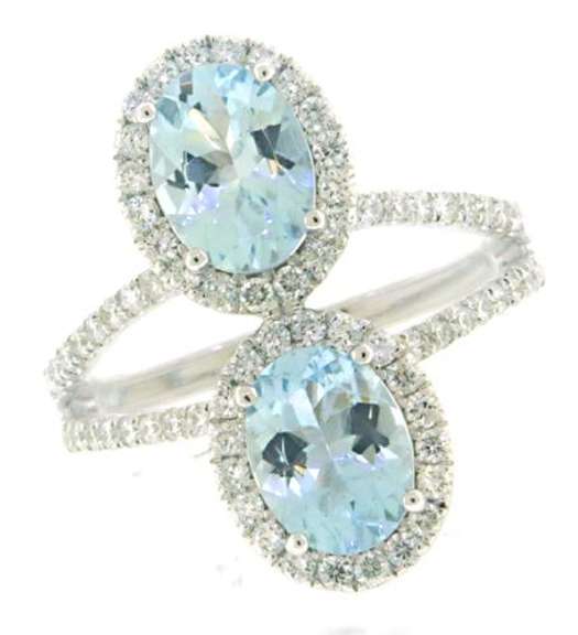 Exquisite 14kt WG Aquamarine and Diamond Halo Ring