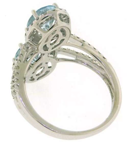 Exquisite 14kt WG Aquamarine and Diamond Halo Ring