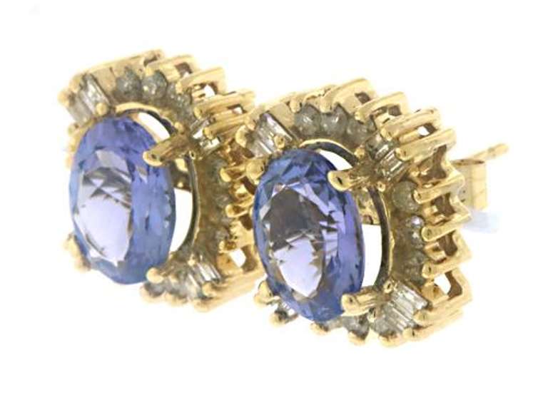 Oval Tanzanite & Diamond Fancy Halo Earrings