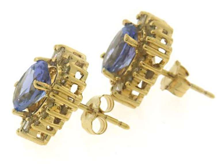 Oval Tanzanite & Diamond Fancy Halo Earrings