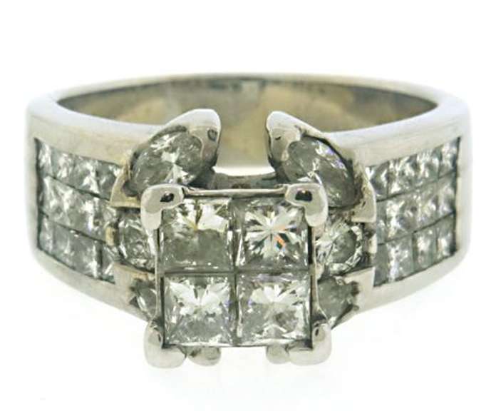 Glittering 18kt WG Invisible Set Diamond Ring