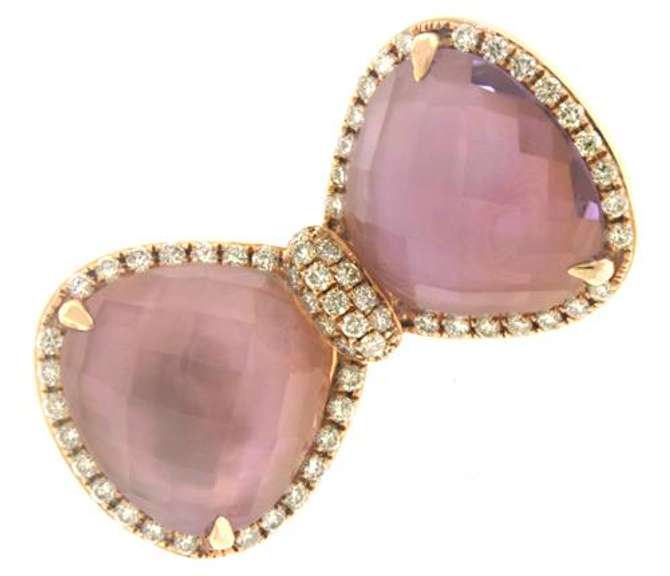 Gorgeous 14kt YG Amethyst & Diamond Bow Ring