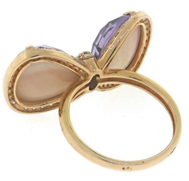 Gorgeous 14kt YG Amethyst & Diamond Bow Ring
