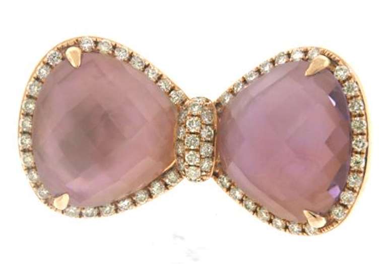 Gorgeous 14kt YG Amethyst & Diamond Bow Ring