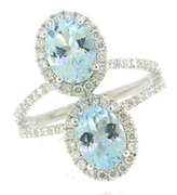 Exquisite 14kt WG Aquamarine and Diamond Halo Ring