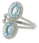 Exquisite 14kt WG Aquamarine and Diamond Halo Ring