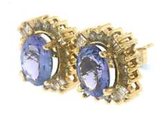 Oval Tanzanite & Diamond Fancy Halo Earrings