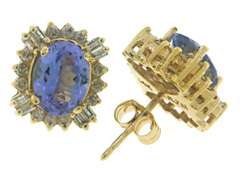Oval Tanzanite & Diamond Fancy Halo Earrings