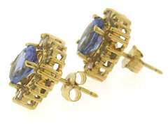 Oval Tanzanite & Diamond Fancy Halo Earrings
