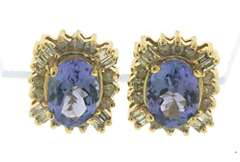 Oval Tanzanite & Diamond Fancy Halo Earrings